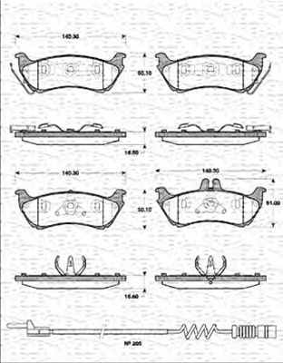 MAGNETI MARELLI 363702161312 -  Комплект тормозных колодок, дисковый тормоз